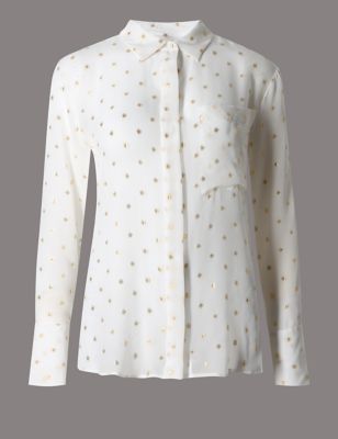 Tailored Fit Silk Rich Spotted Shirt
